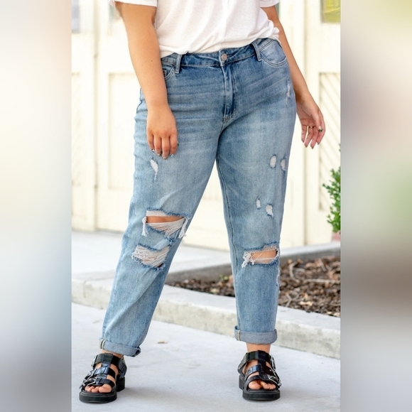 VERVET BY FLYING MONKEY Boyfriend Jeans Plus Size 22W Dreamland - Picture 3 of 13